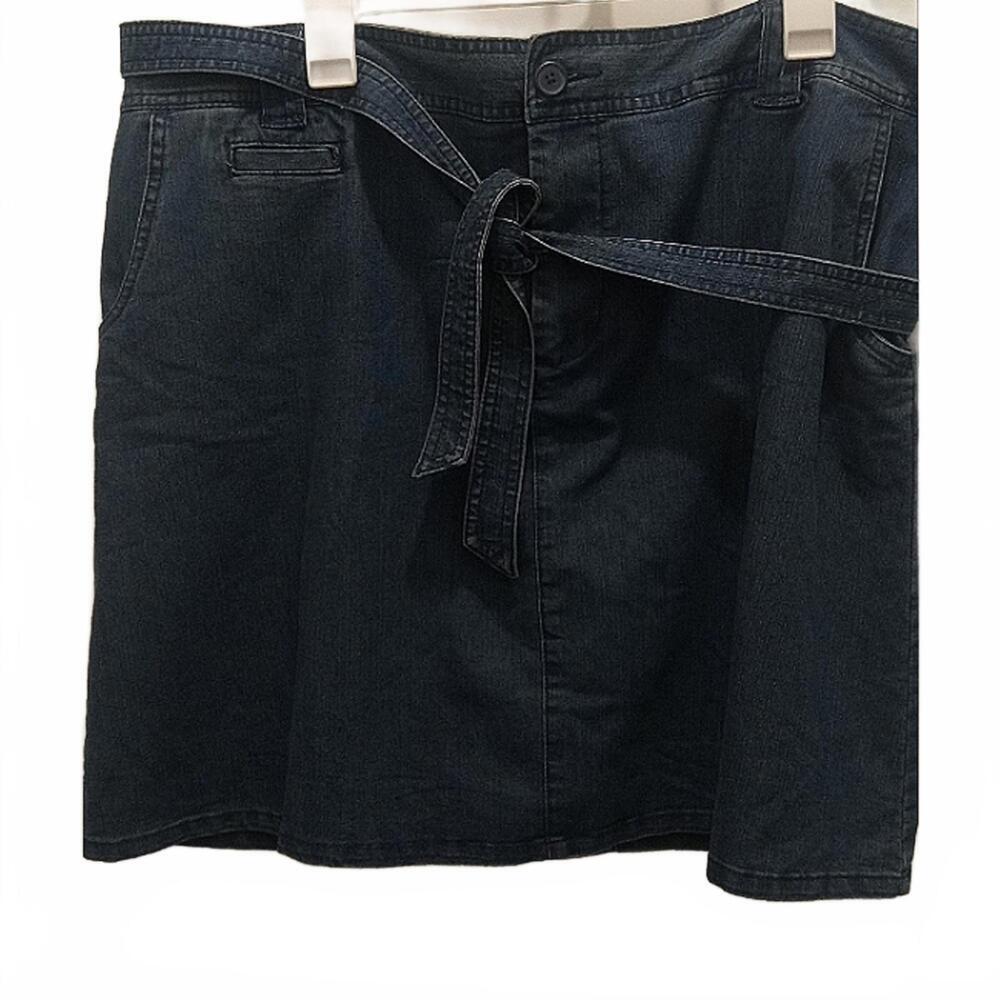White Stag 0605Women's Dark Blue Denim Skirt with Tie Waist